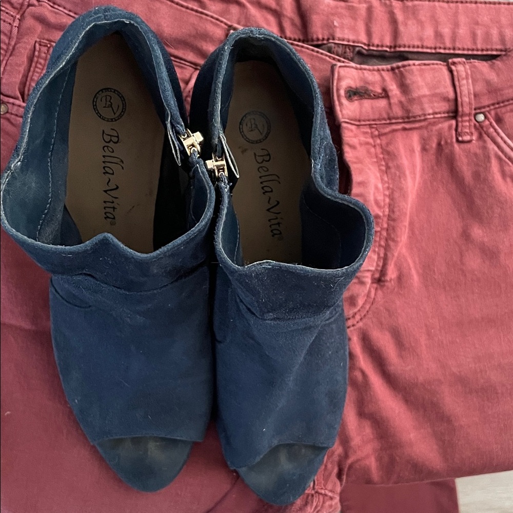 Bella Vita Midnight Blue Open Toe Booties